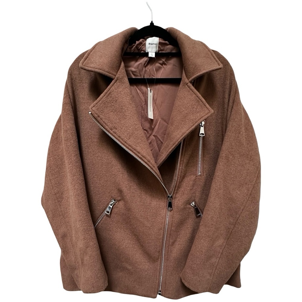 Anthropologie NWT Maeve Longline Moto Wool-Blend Jacket size L. - Picture 5 of 17